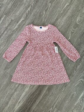 Toddler Pink Cheetah Print Long-Sleeve Ribbed Knit Dress Size 5T
